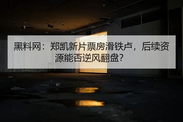 黑料网：郑凯新片票房滑铁卢，后续资源能否逆风翻盘？